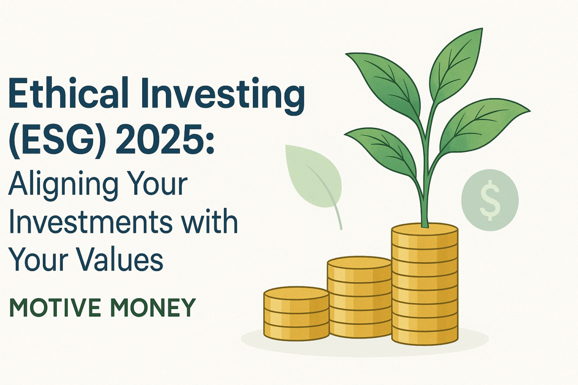 Ethical Investing (ESG) 2025: Aligning Your Investments with Your Values hand planting a small tree growing out of coins, symbolizing green and ethical investments