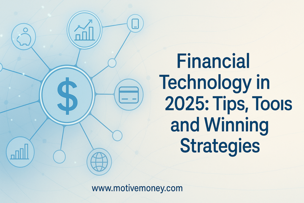 Financial Technology in 2025- Tips, Tools, and Winning Strategies A digital network of interconnected financial icons and data streams, representing the seamless integration of financial technology into everyday planning and investment in 2025.