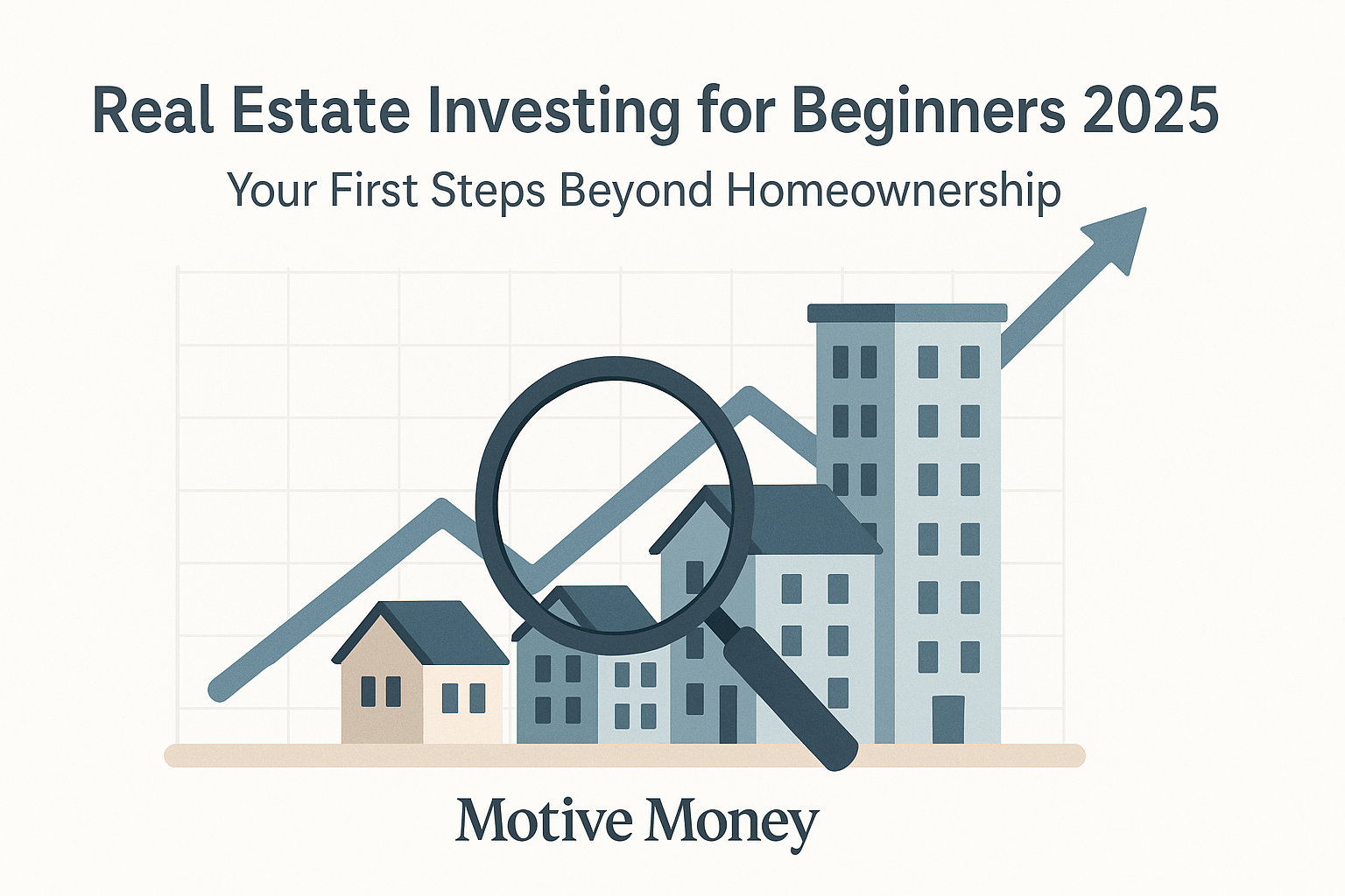 Real Estate Investing for Beginners 2025- Your First Steps Beyond Homeownership miniature houses and apartment buildings on a financial graph, symbolizing diverse real estate investments
